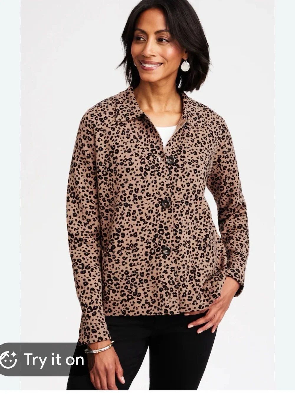 H&M Leopard Print Button-Front Cardigan - Tan & Black
